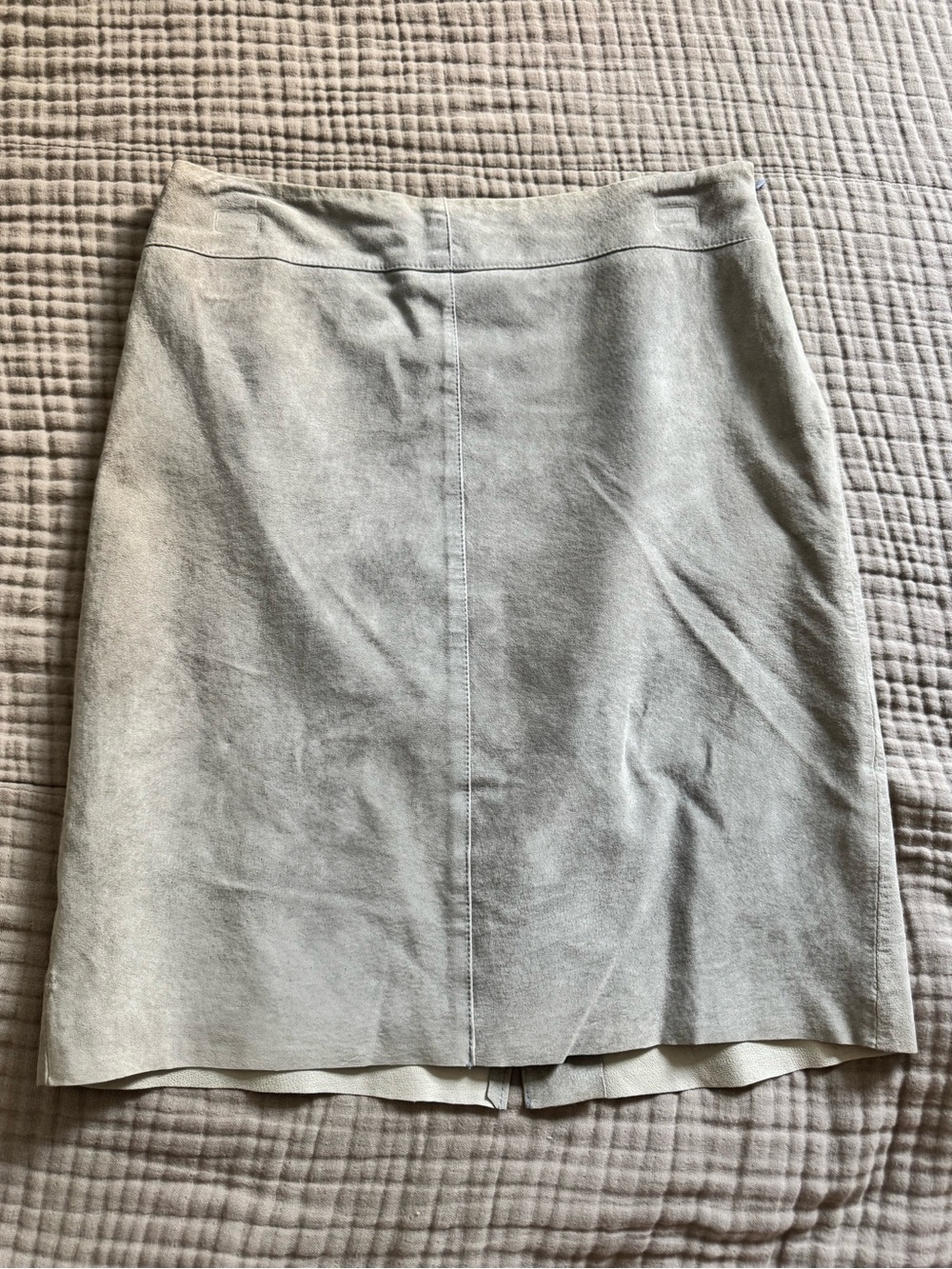 Classic vintage Women's Light blue-Gray Suede Pencil Skirt